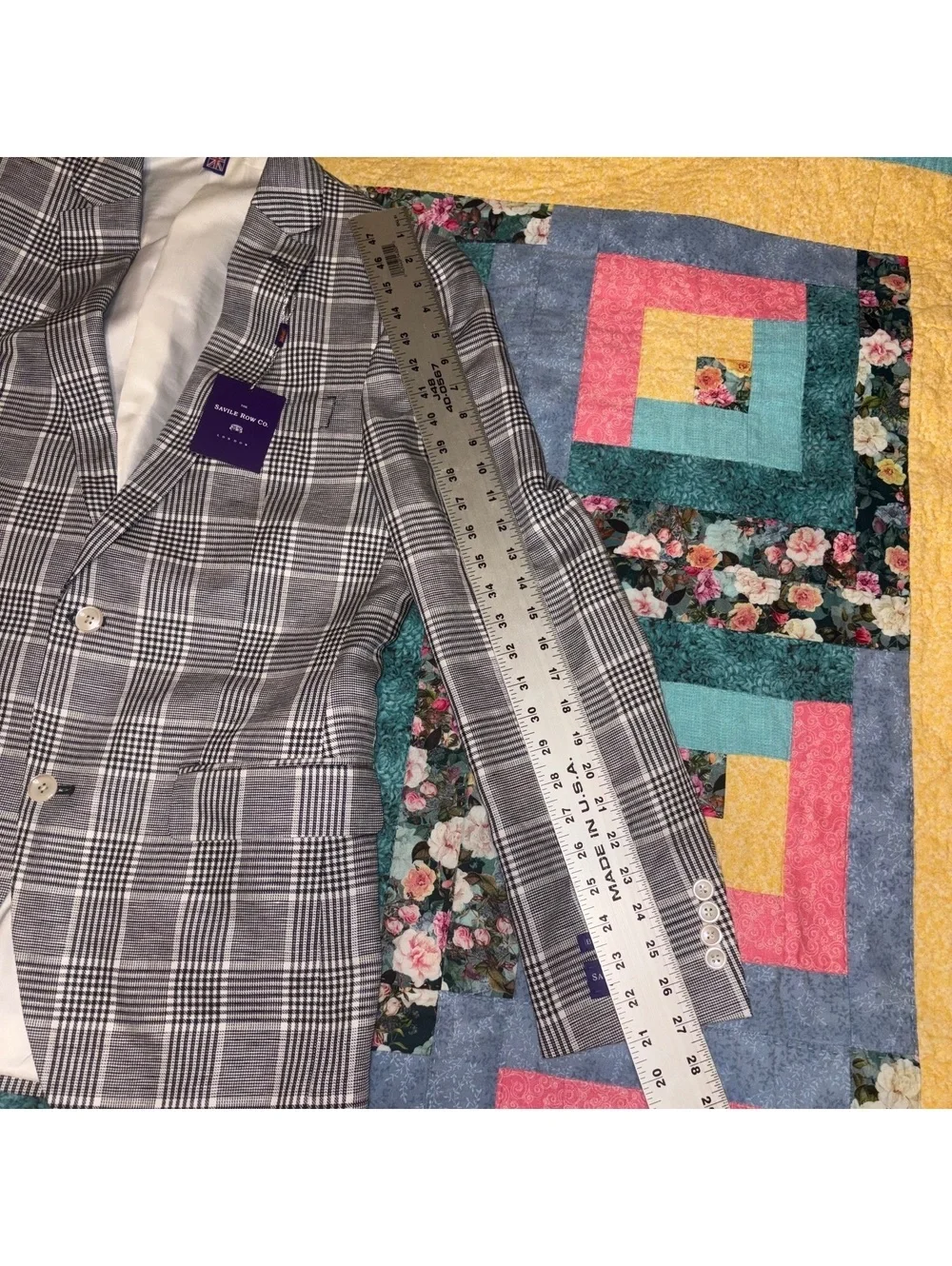 The Savile Row Co. NEW $160 Bromley Slim Men's Blazer Jacket 40L Gray Plaid NWT